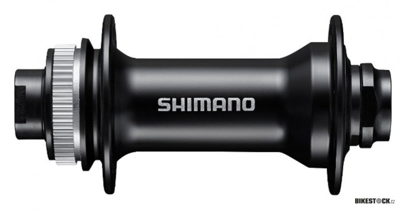 náboj disc Shimano HB-MT400 32děr Center Lock 15mm e-thru-axle 100mm přední černý v krabičce