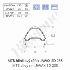 ráfek JAVAX SD235 29" 32 děr Tubeless Ready