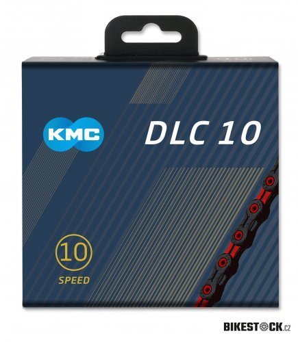 řetěz KMC DLC SL 10 červeno/černý v krabičce 116 čl.
