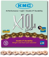 řetěz KMC X-10 Extra Light zlatý v krabičce 114 čl.
