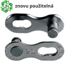 spojka řetězu KMC  9R EPT tm. stříbrná 2 ks na blistru, cena za balení