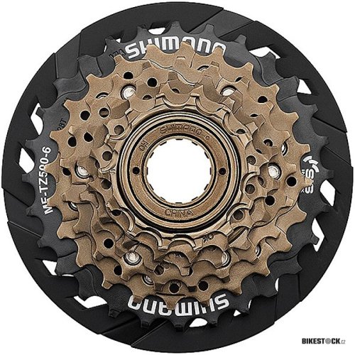 7-kolo SHIMANO MF-TZ500 14-28 zubů, hnědé/černé, s krytem paprsků