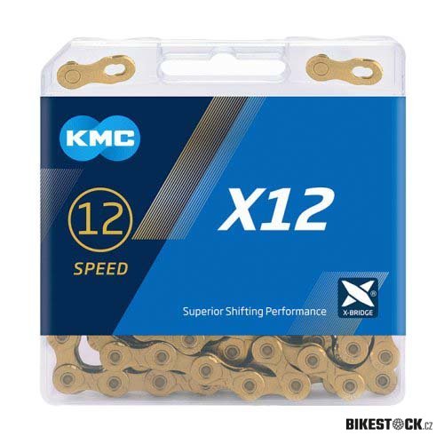 řetěz KMC X-12 Ti-N zlatý v krabičce 126 čl.