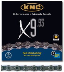 řetěz KMC X-9 stř/šedý v krabičce 114 čl.