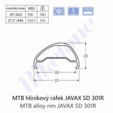 ráfek JAVAX SD301R 29" 32 děr Tubeless Ready