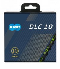 řetěz KMC DLC SL 10 zeleno/černý v krabičce 116 čl.