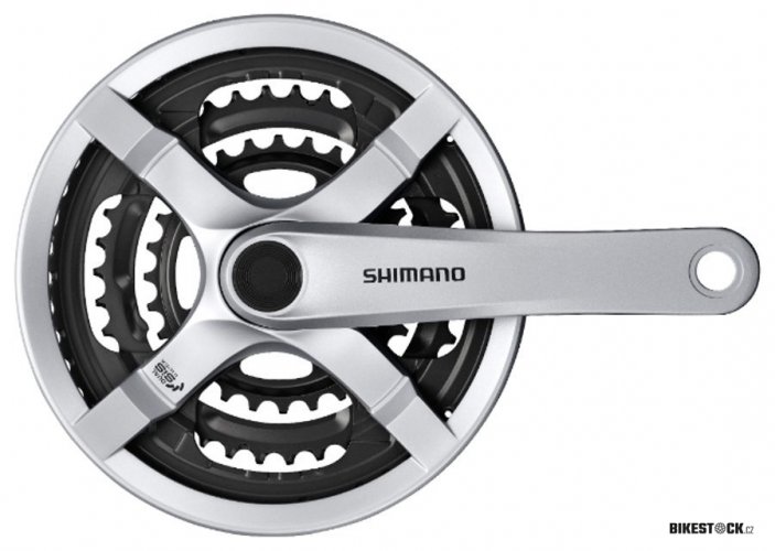 kliky SHIMANO Tourney FC-TY501-S 170mm 42-34-24 zubů, stříbrné s krytem, v krabičce
