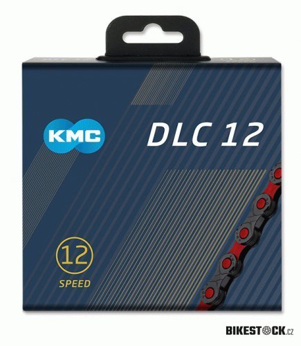 řetěz KMC DLC 12 červeno/černý v krabičce 126 čl.