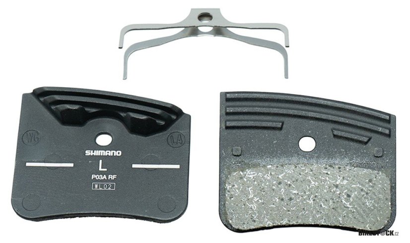 brzdové destičky SHIMANO P03A-RFA polymer, s chladiči čtyřpístkové XT, XTR, v krabičce