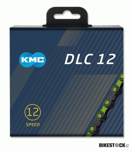 řetěz KMC DLC 12 zeleno/černý v krabičce 126 čl.