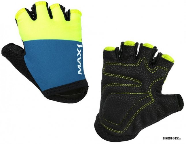 dětské krátkoprsté rukavice MAX1 modro/fluo žluté