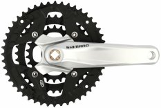 kliky SHIMANO Alivio FC-M431-S 170mm, 48-38-28 zubů, stříbrné, bez krytu, 9 speed, pro osu čtyřhran
