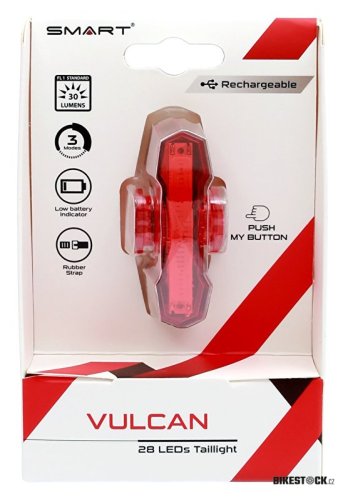 blikačka zadní SMART Vulcan USB s 28 integrovanými LED, dobíjecí